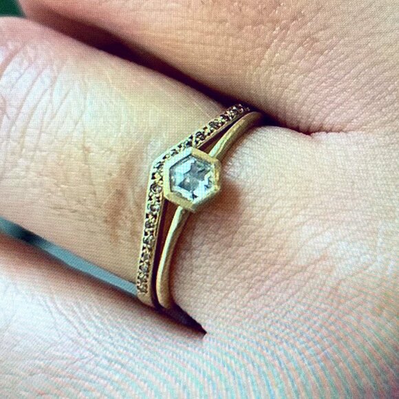 Satomi Kawakita Jewelry - One-of-a-Kind Diamond Ring and Wedding Band Set by Satomi Kawakita